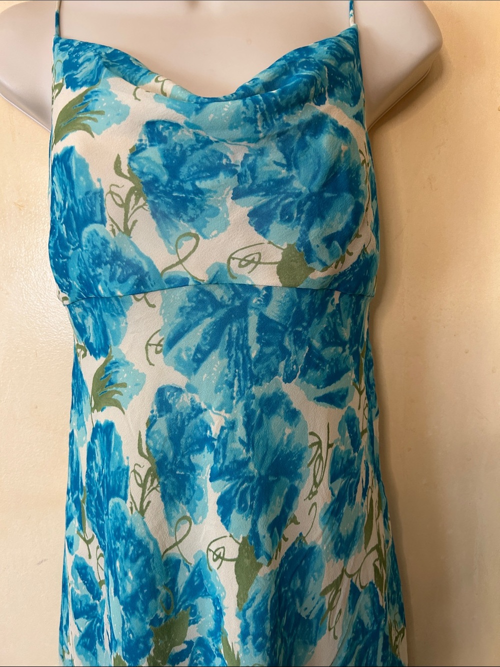 Ann Taylor Vintage Blue Silk Floral Slip Midi Dress size 6P - Picture 4 of 13